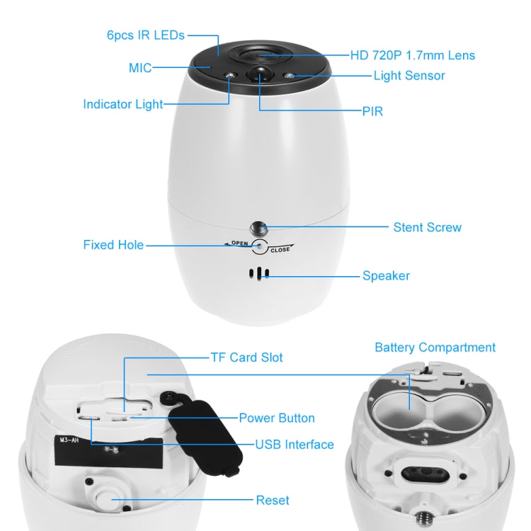 VESAFE VS-DC01 Security HD 720P Two-Way Audio Wireless Wifi IP Camera, Support Night Vision & PIR Detection & TF Card, IP54 Waterproof, VS-DC01 VESAFE VS-DC01 Security HD 720P Two-Way Audio Wireless Wifi IP Camera, Support Night Vision & PIR Detection & TF Card, IP54 Waterproof, VS-DC01